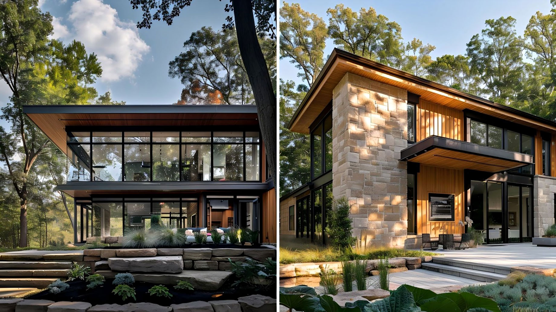 Modern home with large aluminum windows, perfectly proportioned to complement the building’s scale and enhance visual harmony with the architecture.