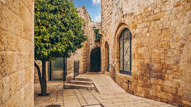 Stoned Houses and Walls of a Jewish Historic Quarter in the Old City of Jerusalem, Israel
