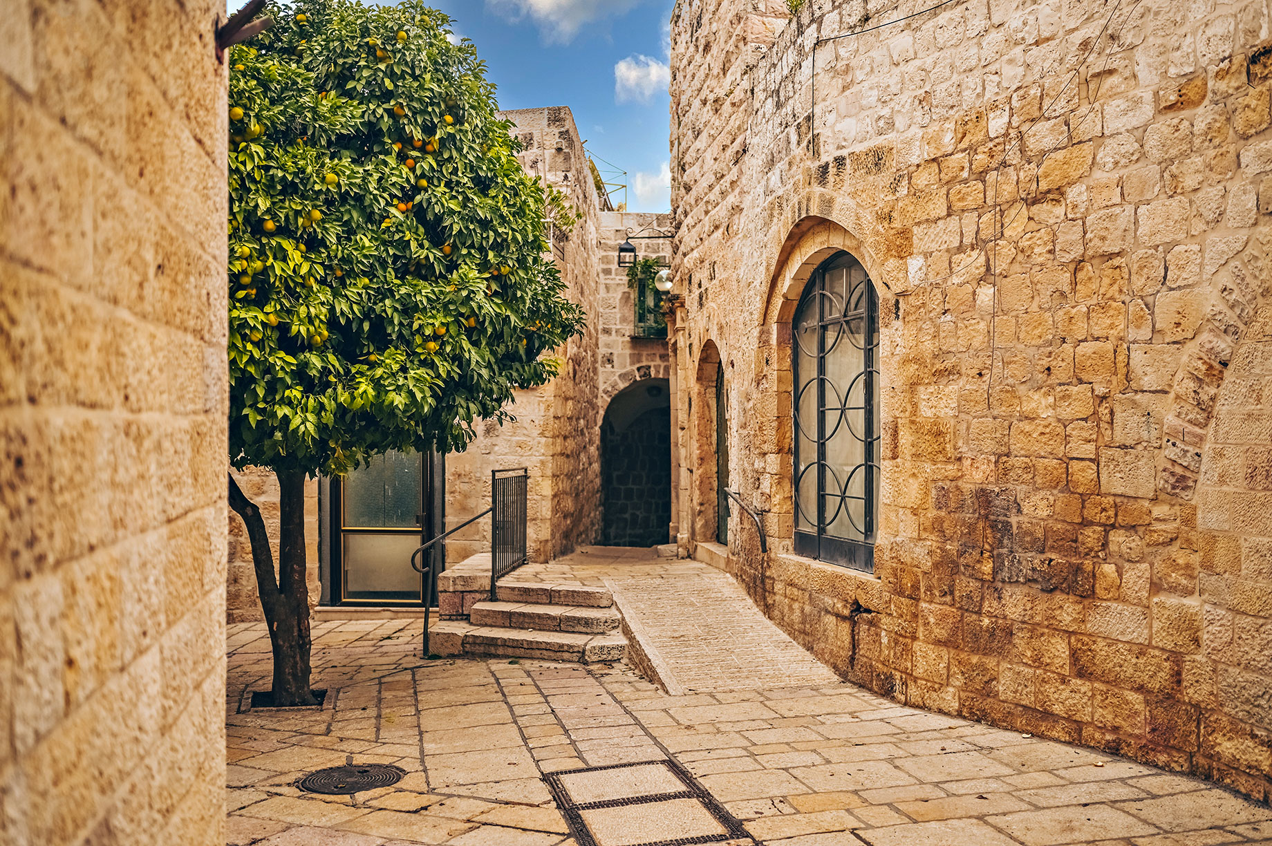 Stoned Houses and Walls of a Jewish Historic Quarter in the Old City of Jerusalem, Israel