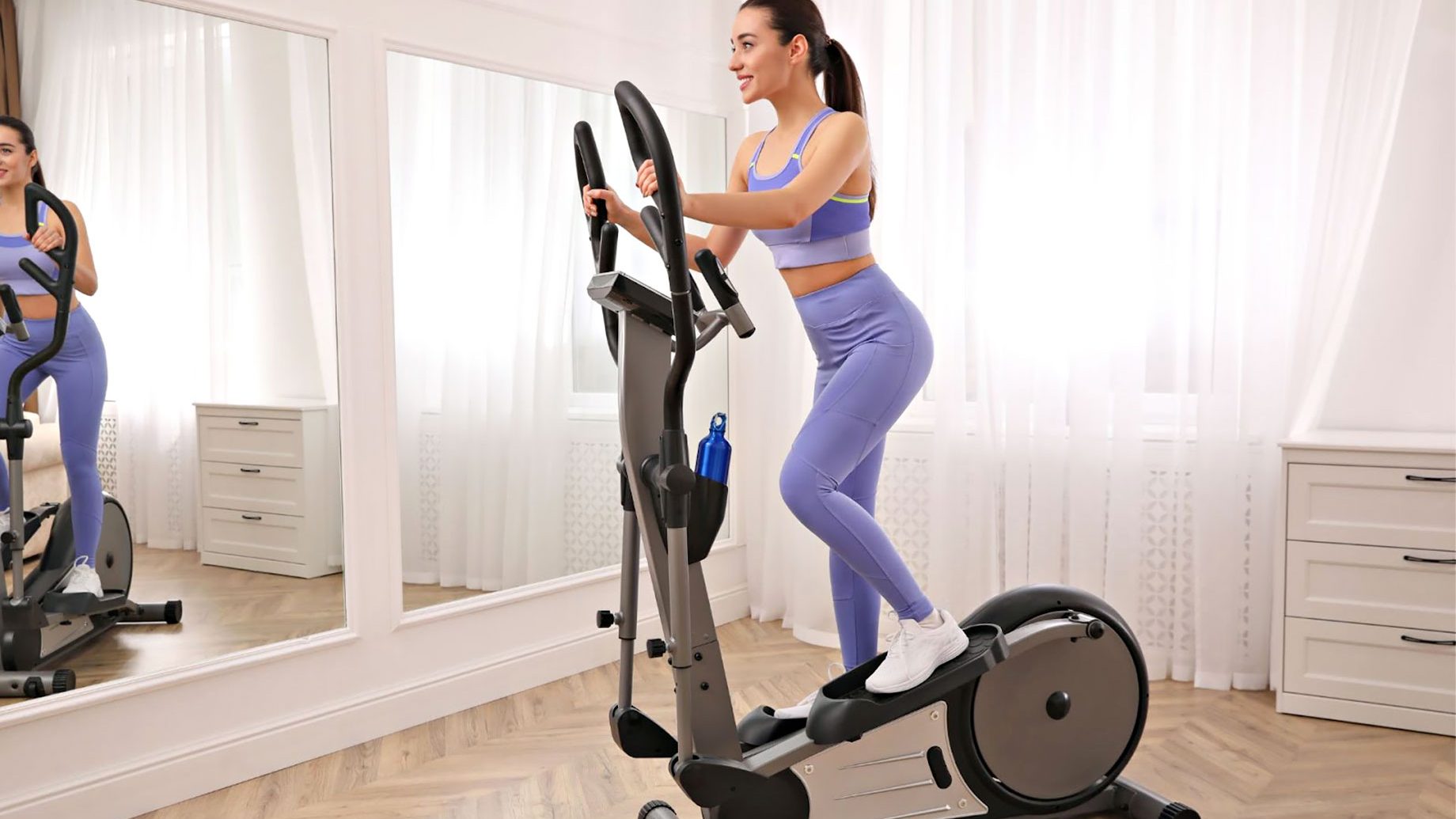 Woman Exercising in Her Home Gym