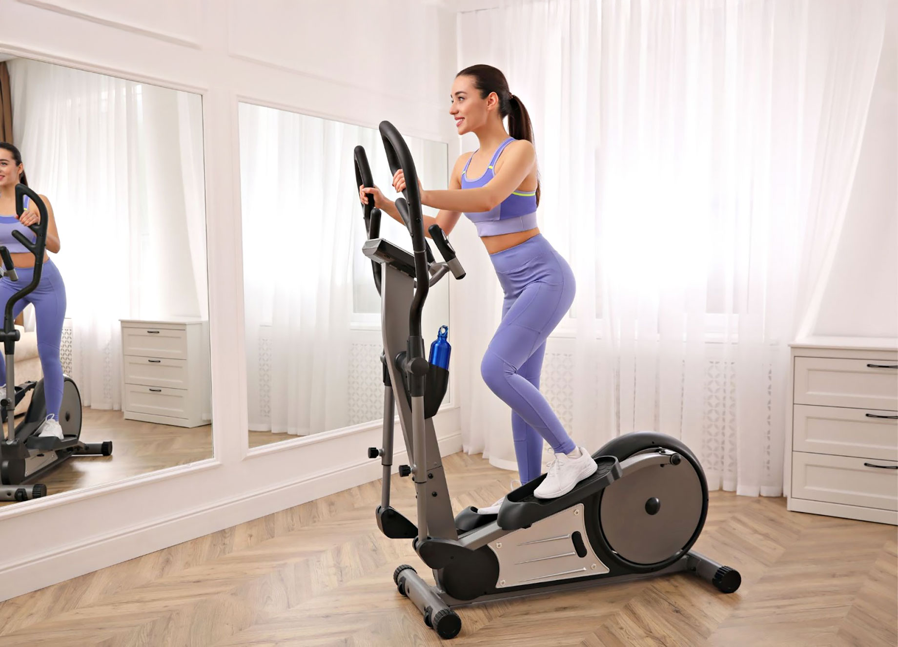 Woman Exercising in Her Home Gym