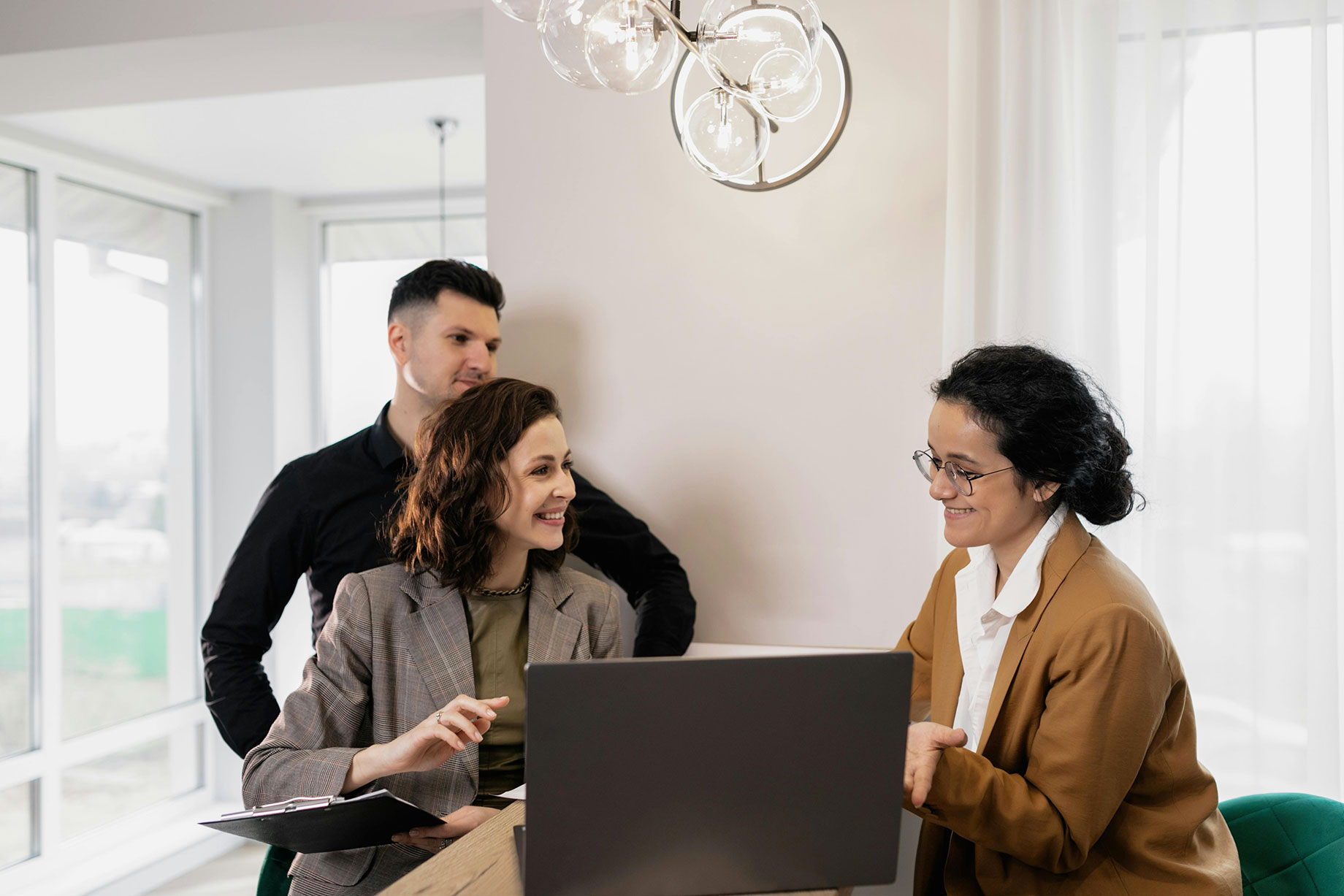 A Man and a Woman Talking to an Agent