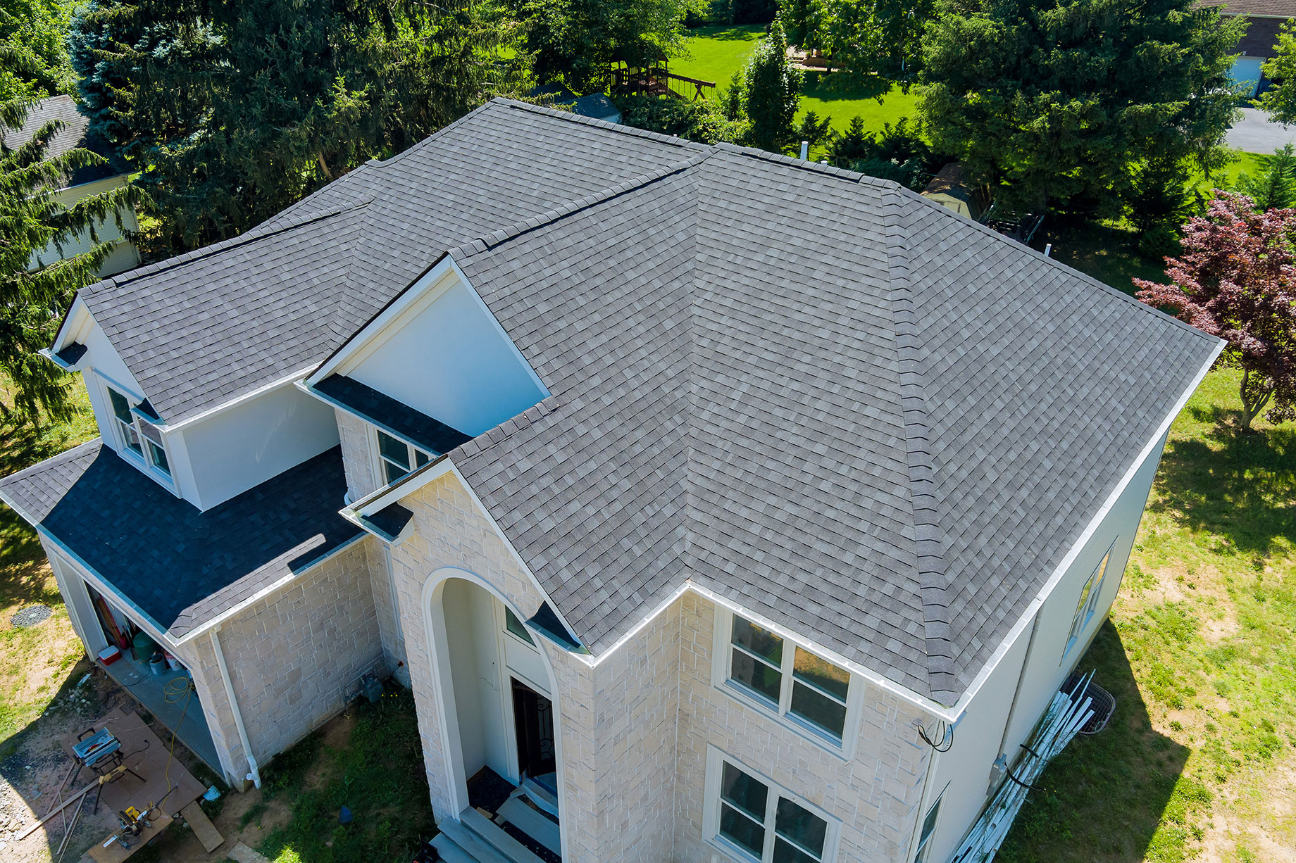 Aerial View of Asphalt Roof Shingles