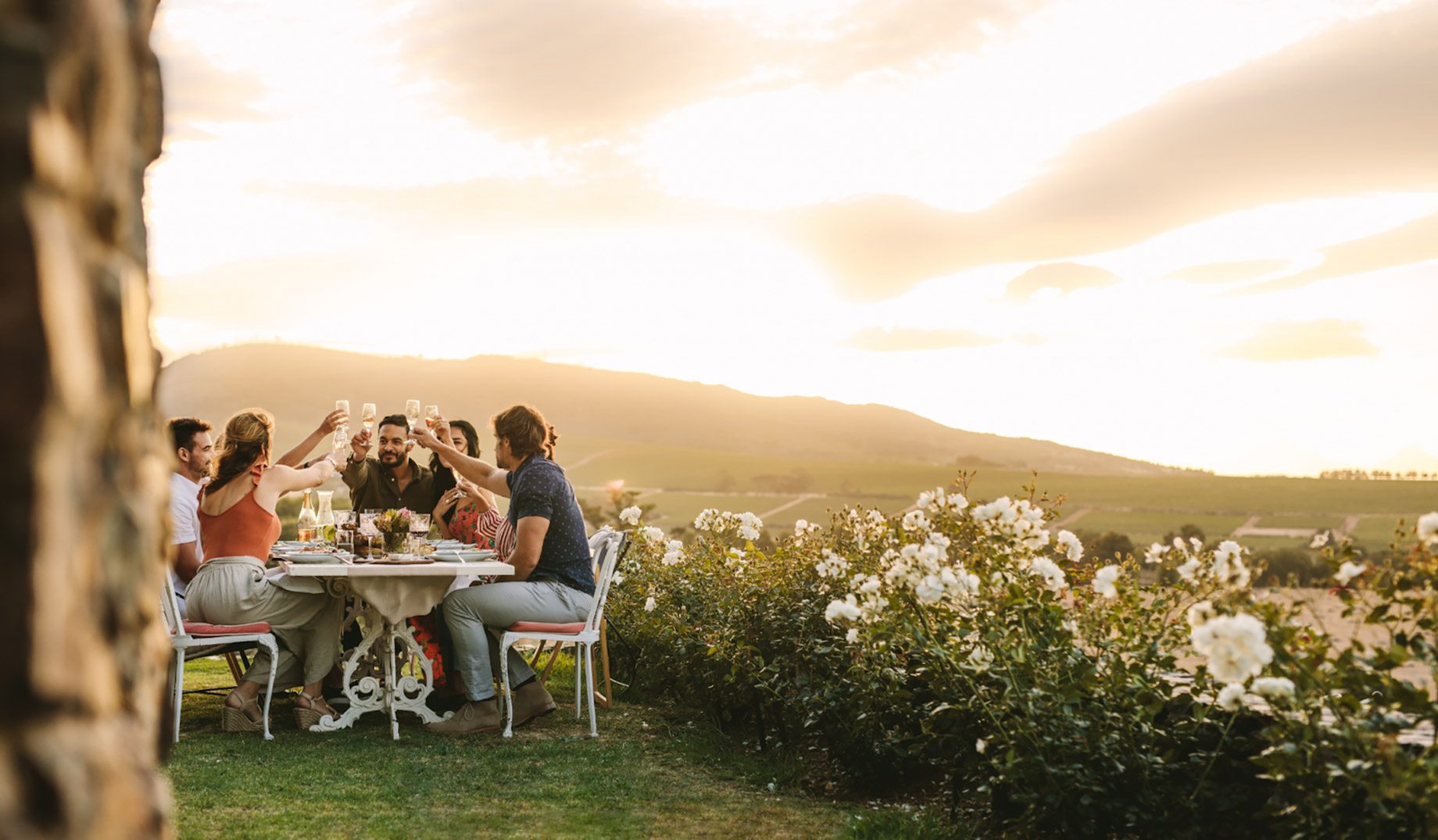 Cheers with Family and Friends in the French Countryside