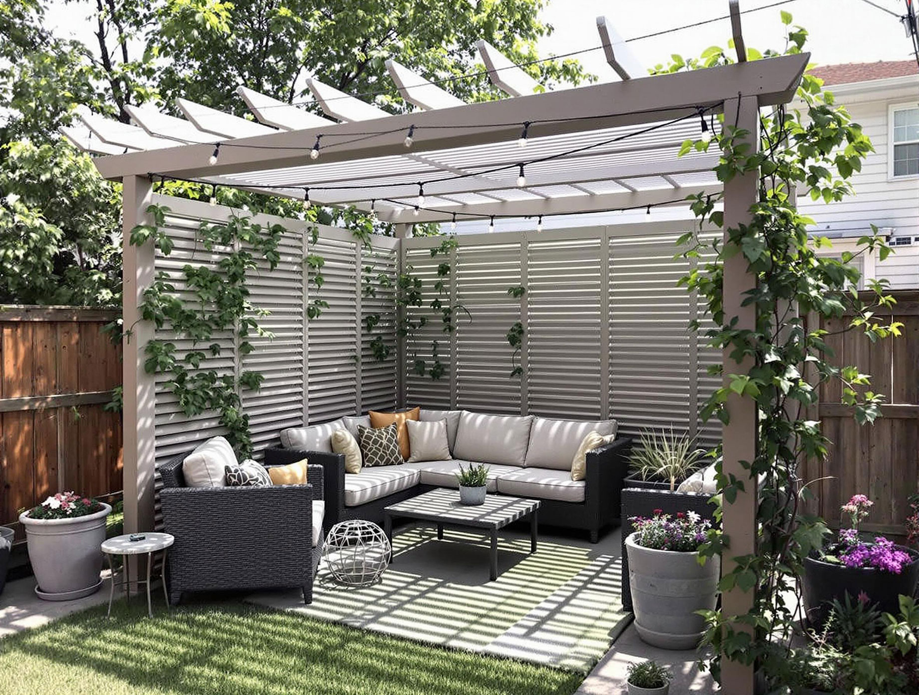 Cozy Corner Pergola Retreat in a Small Backyard