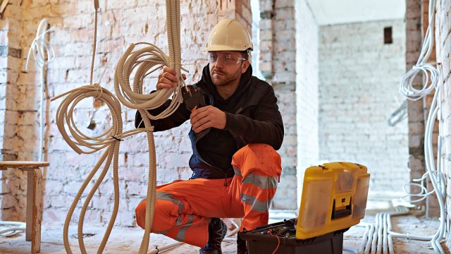 Electrician Working on Cables