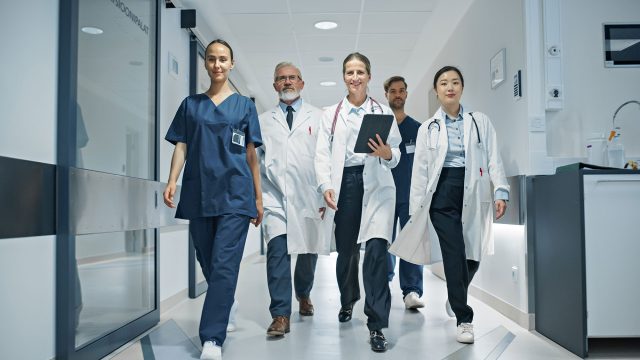 Group of Young and Senior Male and Female Physicians, Doctors, Surgeons, Nurses, and General Practitioners