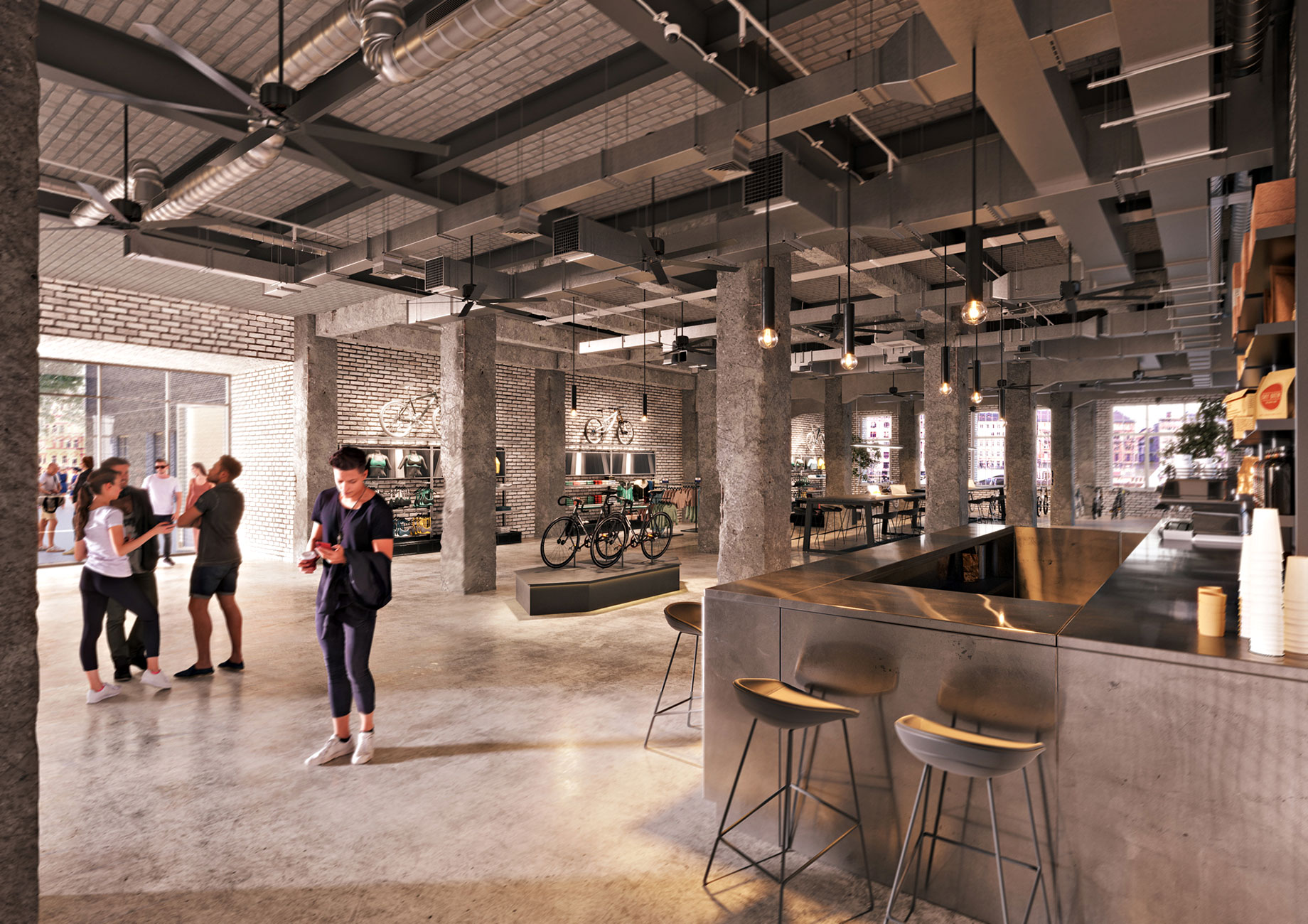 Interior 3D rendering of retail space in Spandau in Berlin, Germany, crafted by RNDR