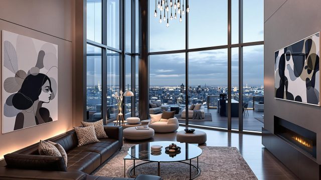 Luxurious Living Room with Advanced HVAC System