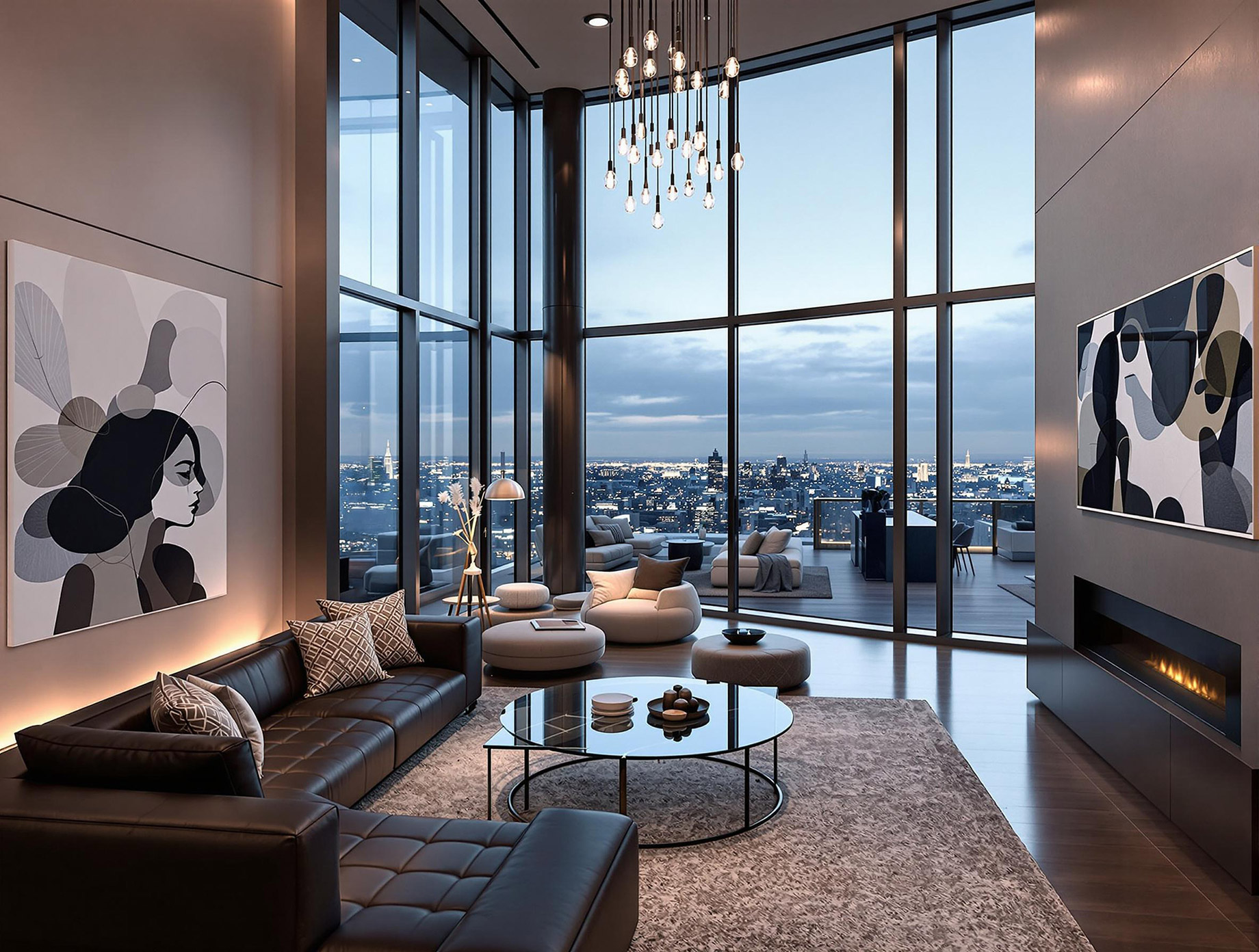 Luxurious Living Room with Advanced HVAC System