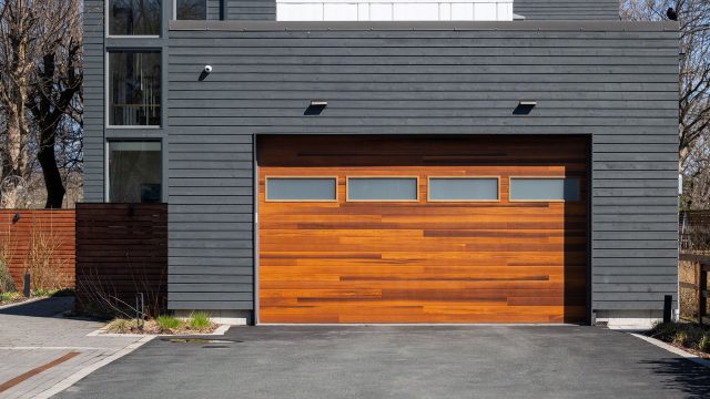 Modern Brown Faux Wooden Exterior Garage
