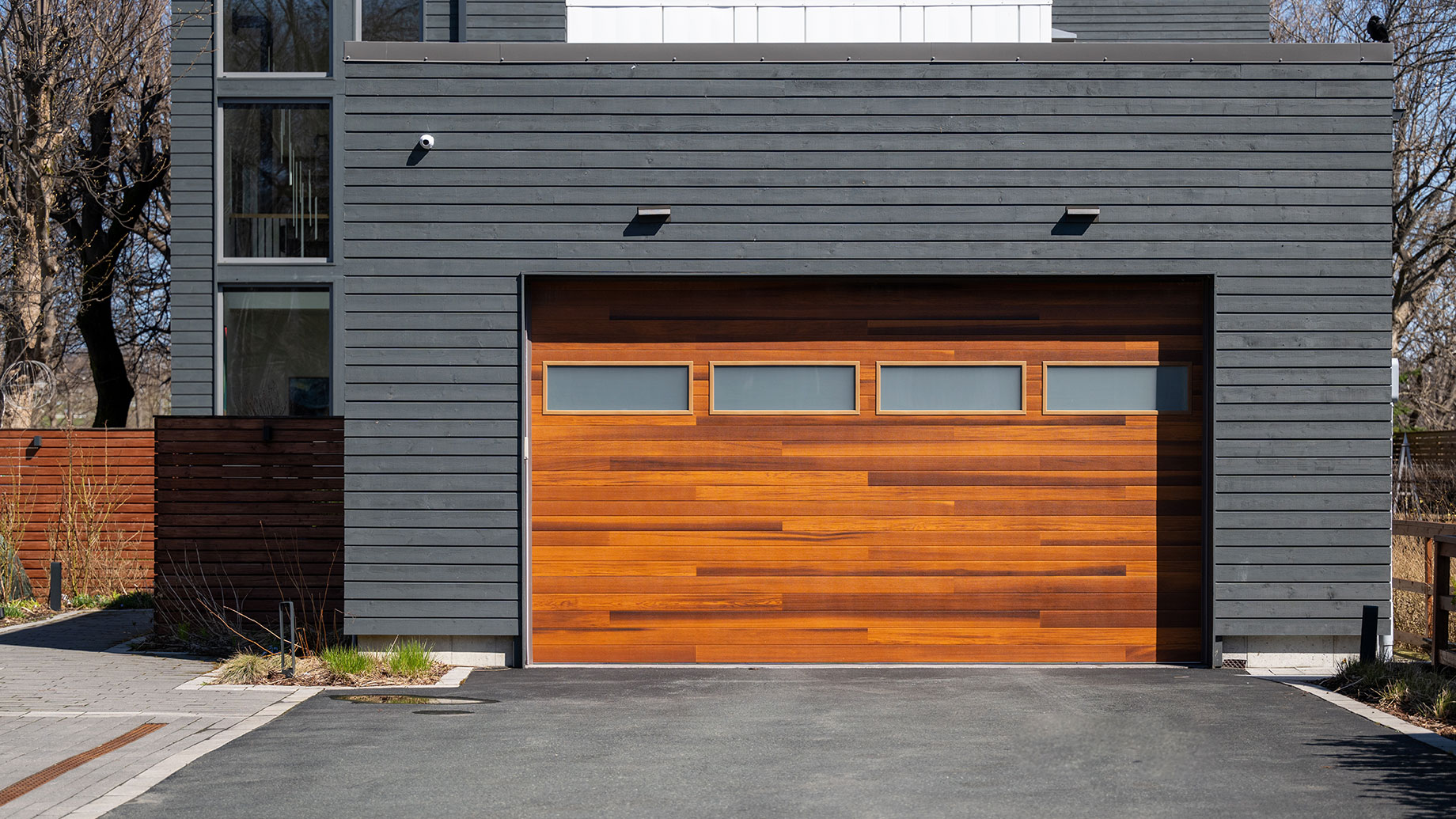 Modern Brown Faux Wooden Exterior Garage