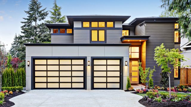 New Modern Luxury Home with Two-Car Glass-Panel Garage in Bellevue, Washington, USA