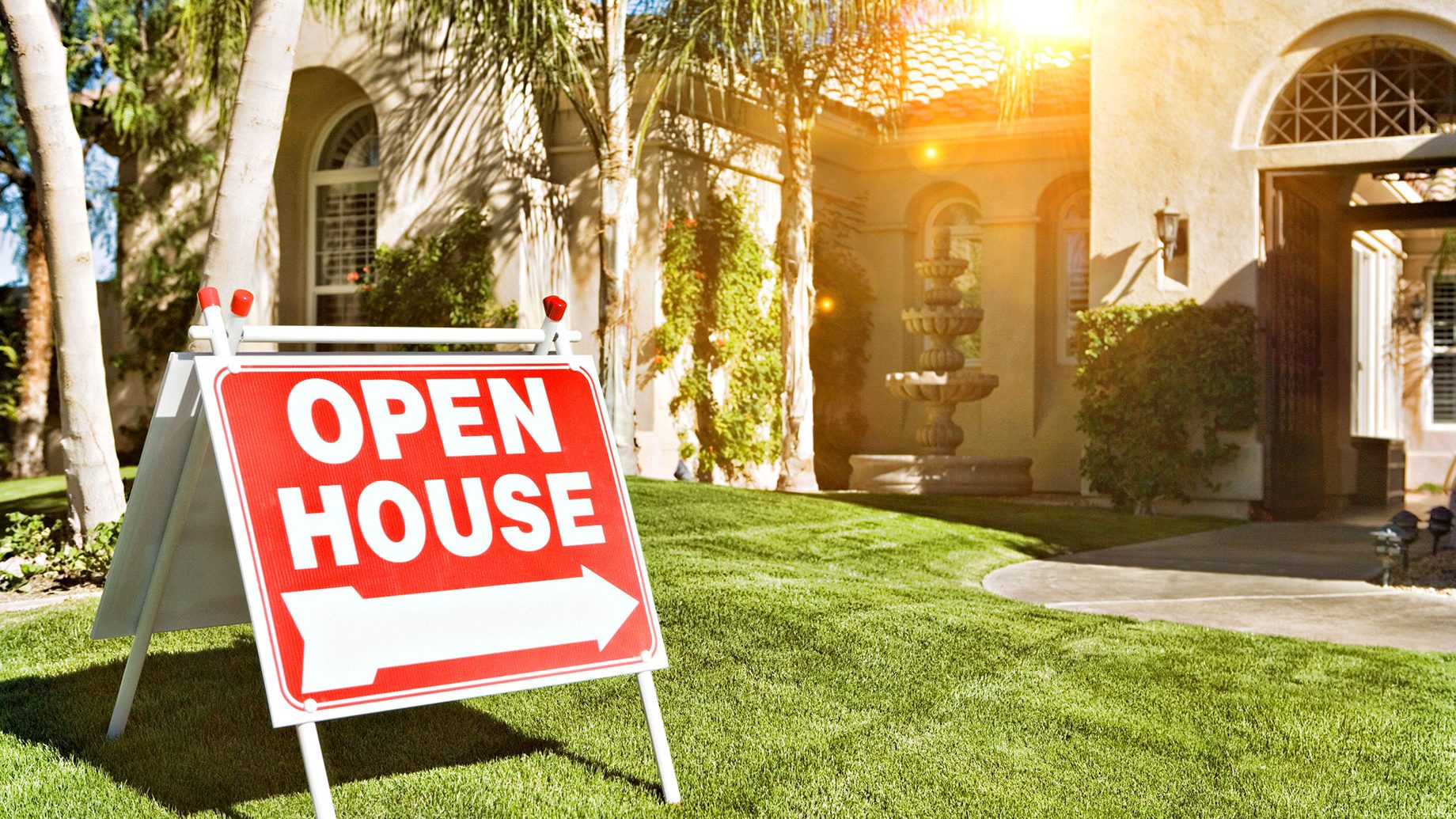 Open House Sign at a Luxury Home for Sale
