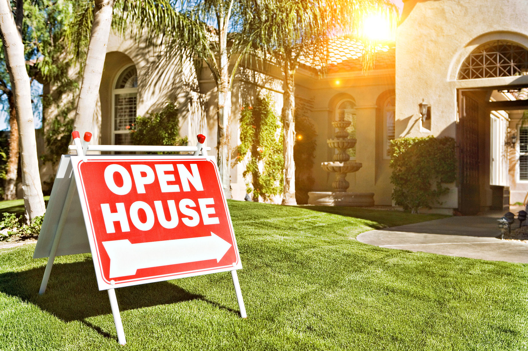 Open House Sign at a Luxury Home for Sale
