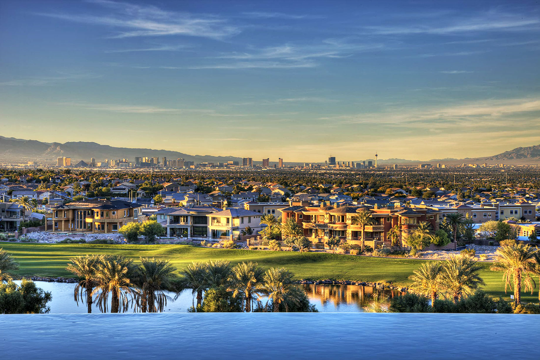 View of The Strip from MacDonald Highlands in Las Vegas, Nevada, USA