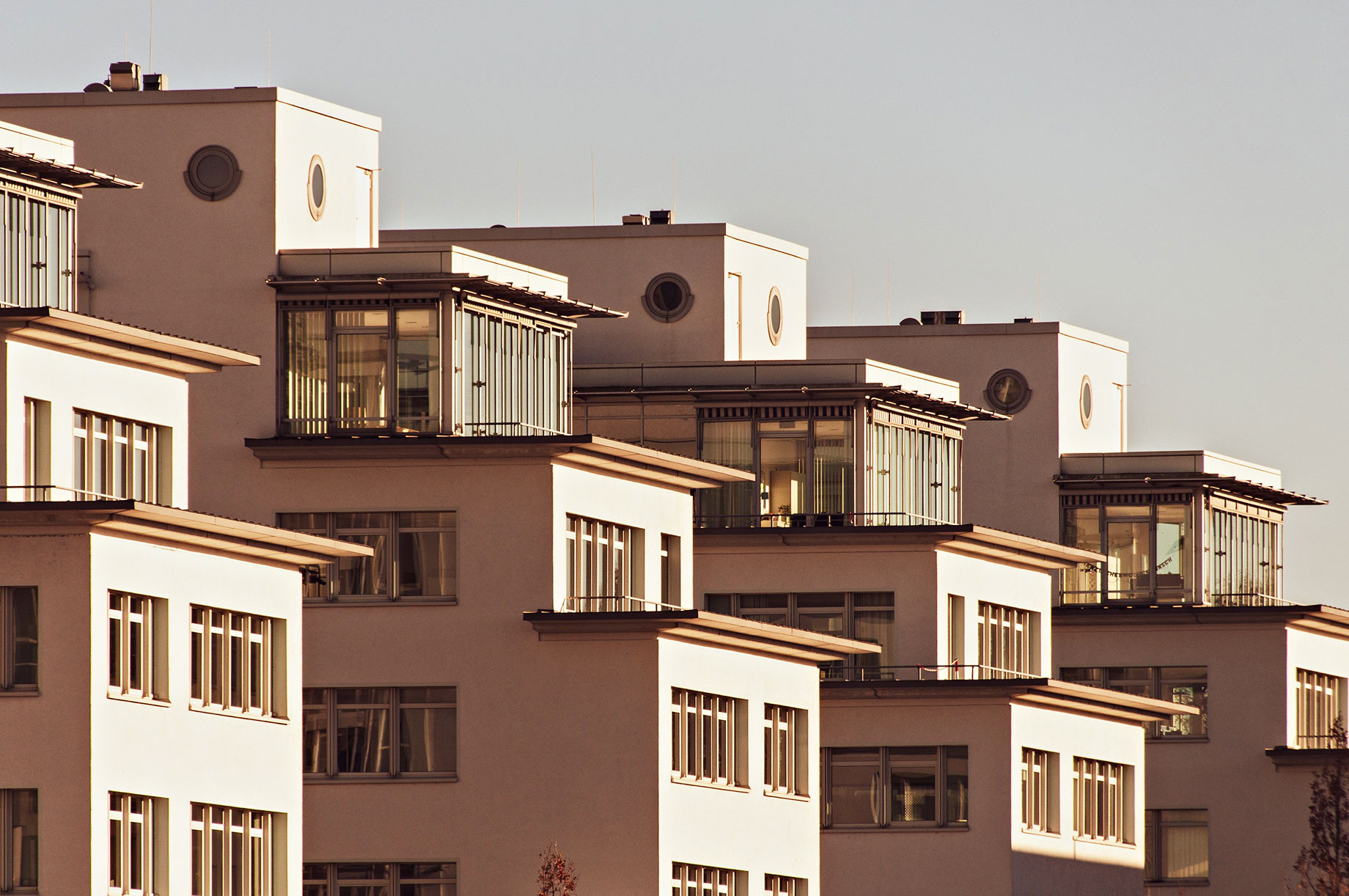 Apartment Buildings with Terraced Rooftop Units