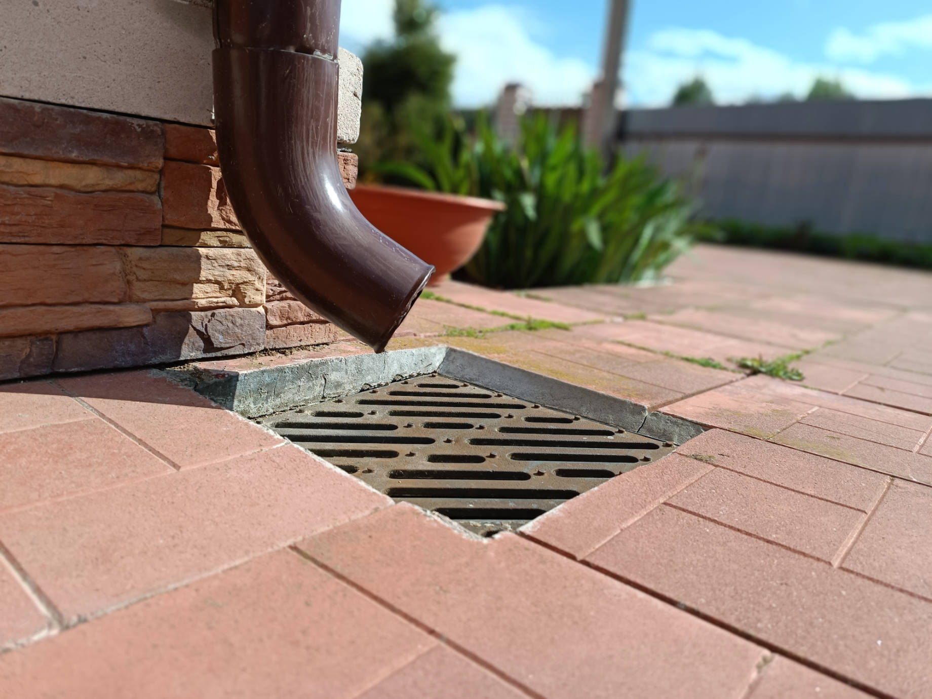 Gutter Pipe Leading to a Drain