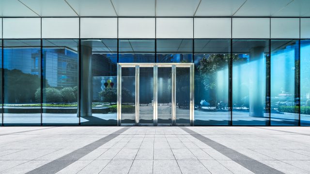 High-Performance Doors and Windows in a Modern Commercial Building