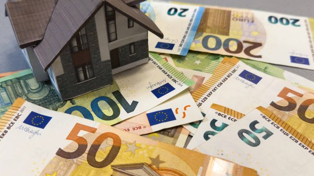 Home for Cash with Euro Banknotes