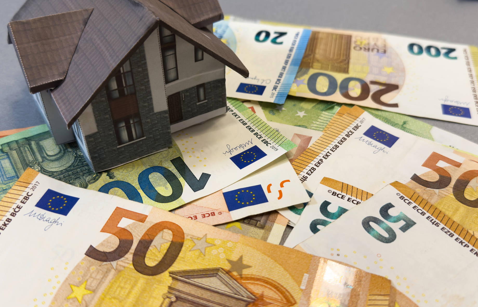 Home for Cash with Euro Banknotes