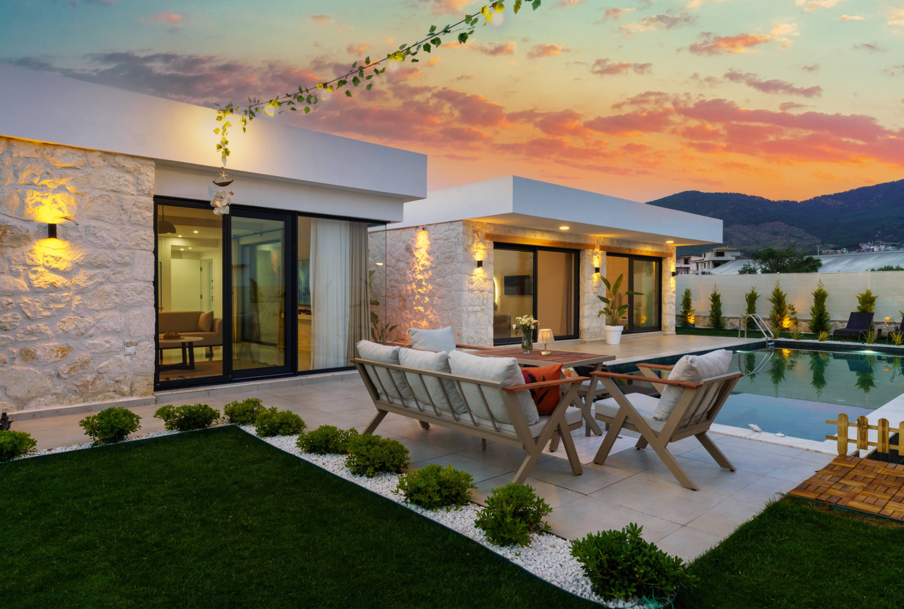 Modern Designer Outdoor Patio Space with Pool