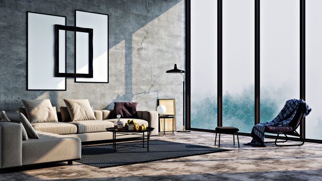 Modern Interior Design of a Living Room in a Minimalistic Luxury Apartment