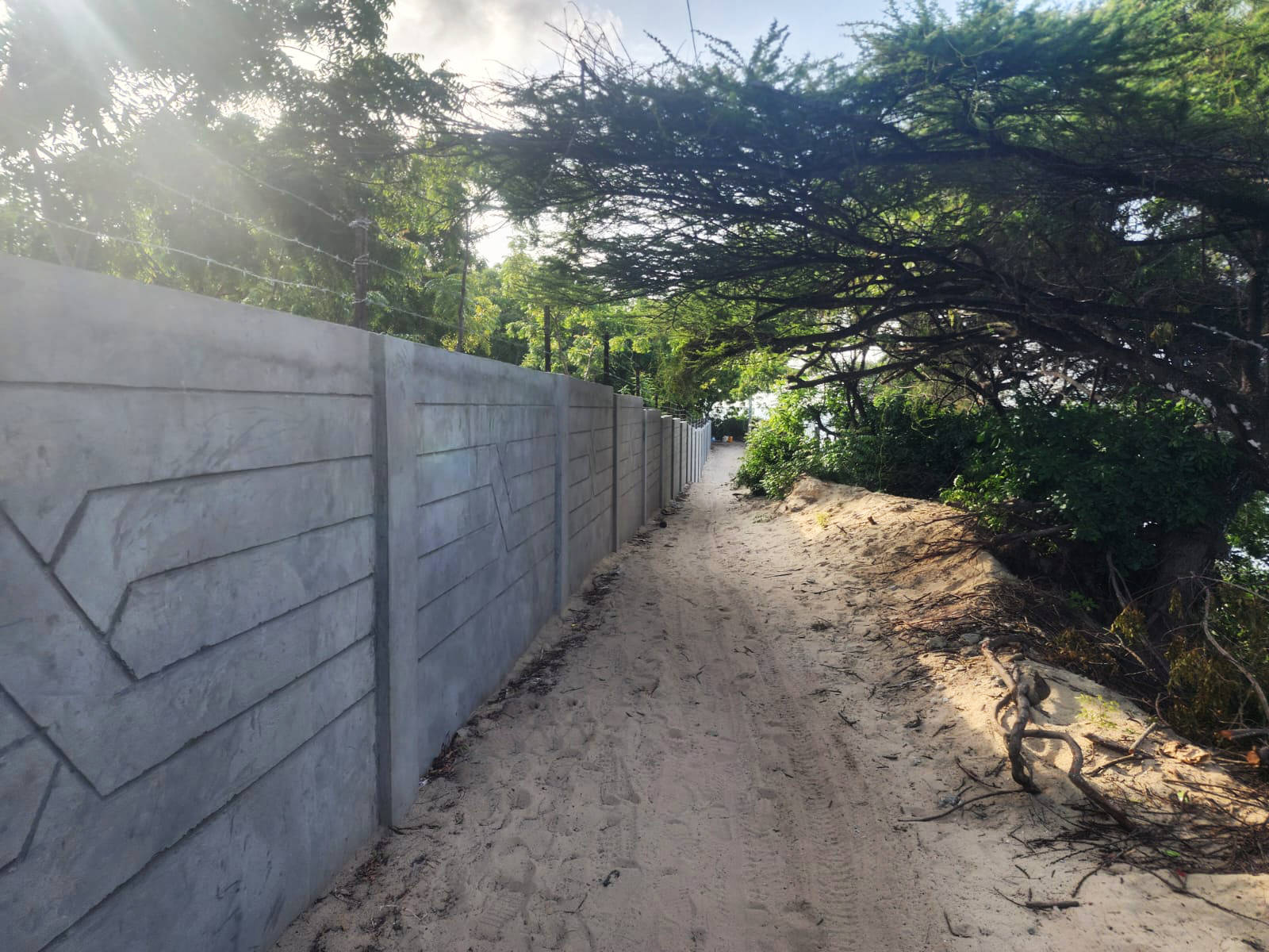 Pathway Along a New Fenced Wall – Beachfront Land Estate Site – Shela, Lamu Island, Kenya