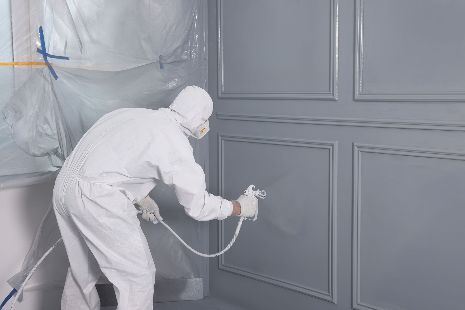 Professional Painting Luxury Interior with Spray Paint