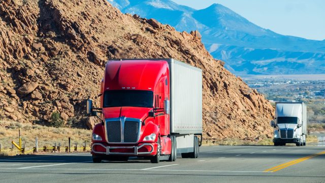 Semi Trucks Driving on the Highway in Utah, USA