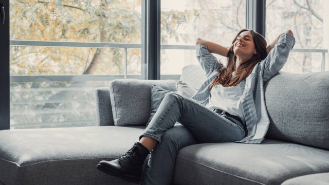 Sitting Comfortably on a New Sofa