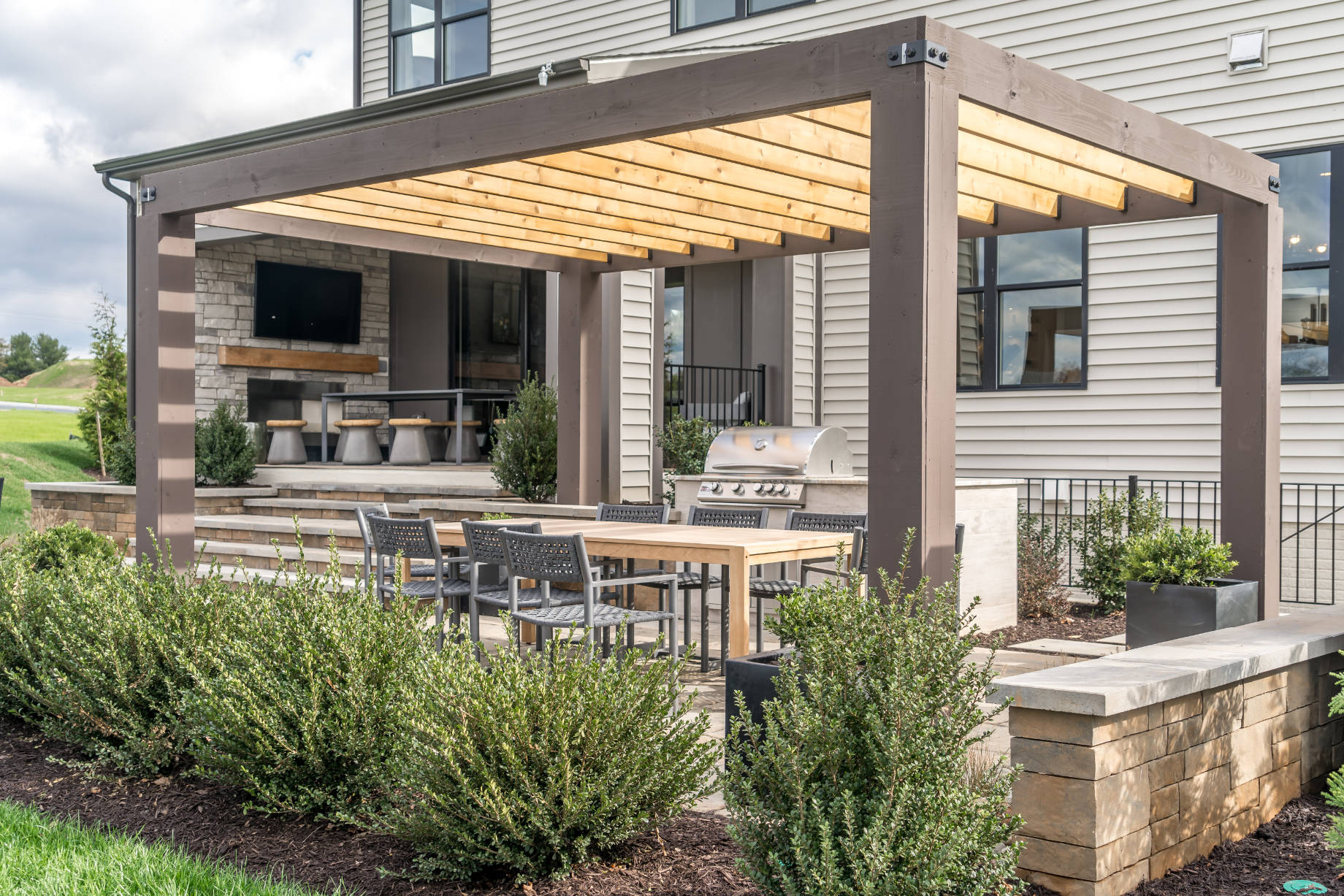 Trendy Outdoor Patio Pergola Shade Structure, Awning and Patio Roof