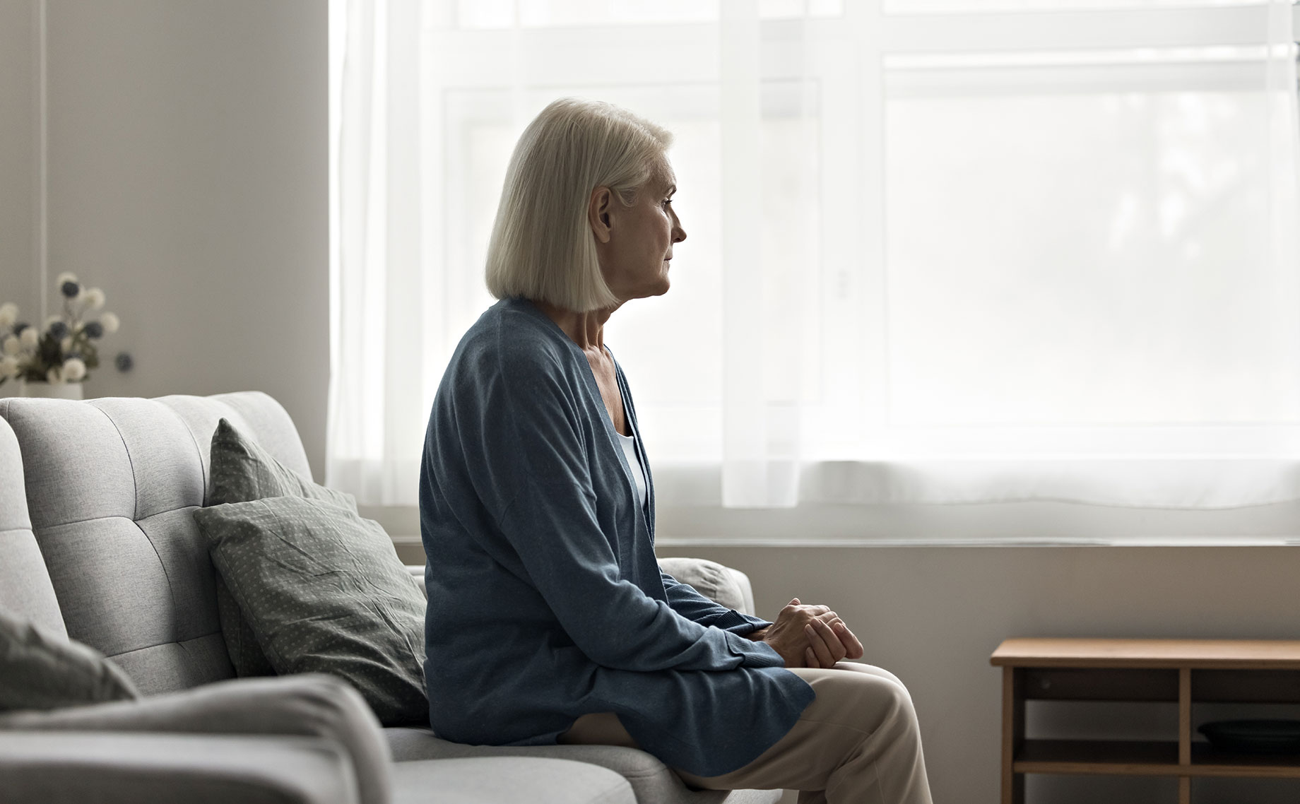 Woman Grieving On Her Own