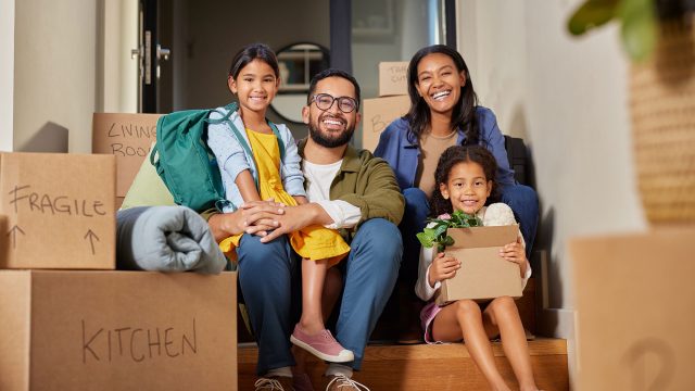 Young American Family Moving to a New House