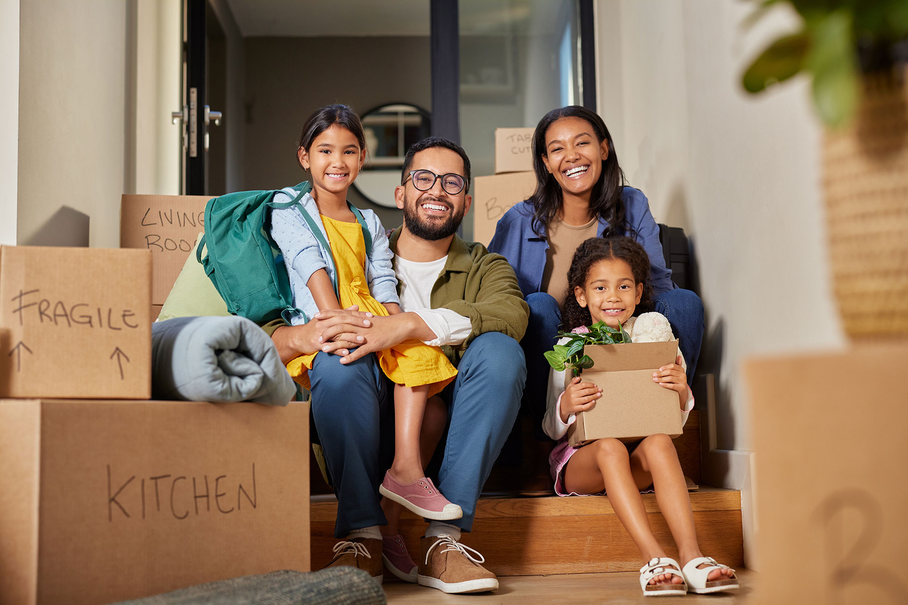 Young American Family Moving to a New House