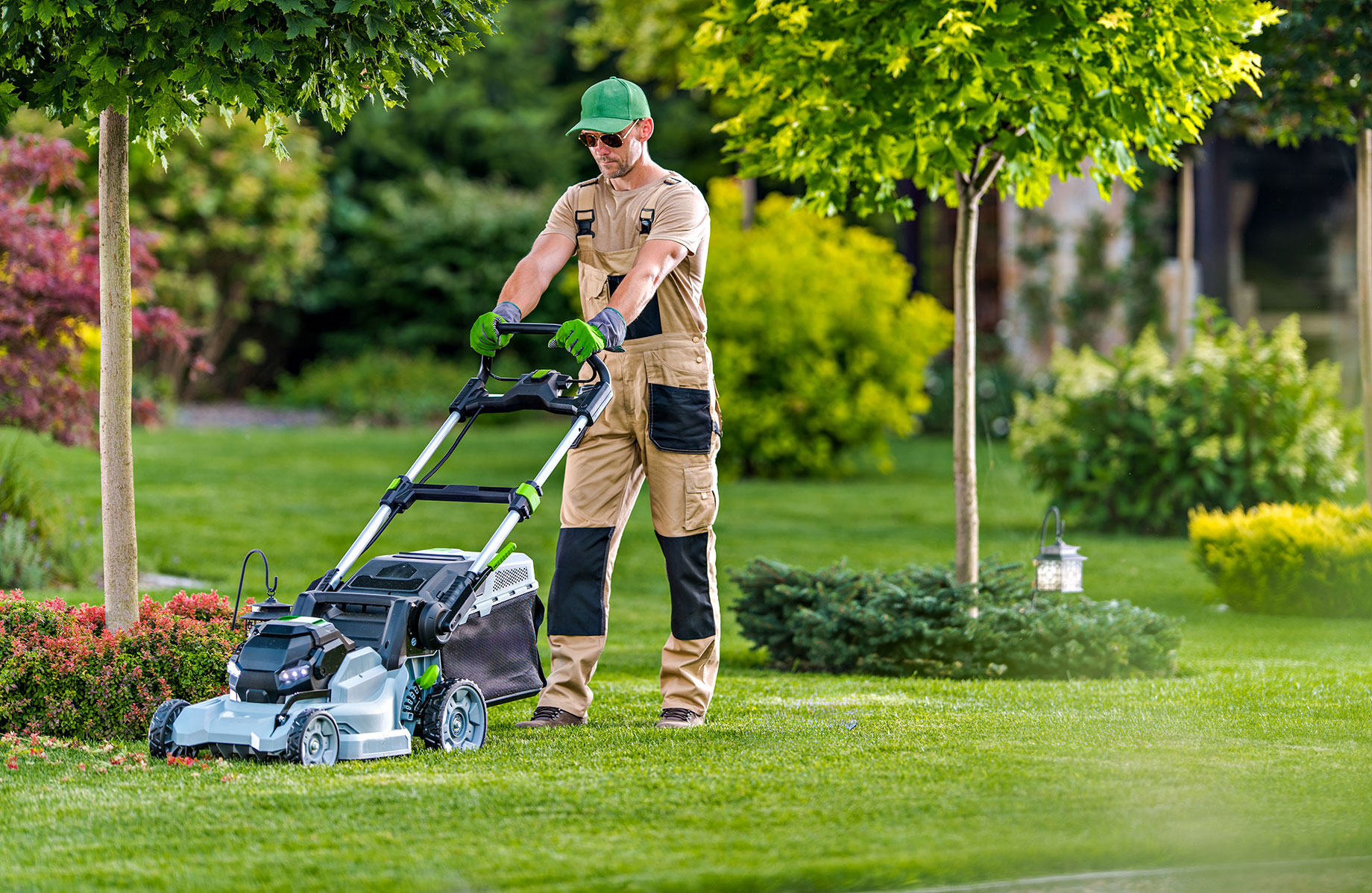 A Professional Landscaper Operating A Lawn Mower