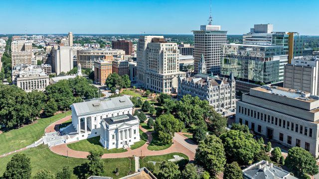 Aerial View of Capitol Square in Richmond, Virginia, USA
