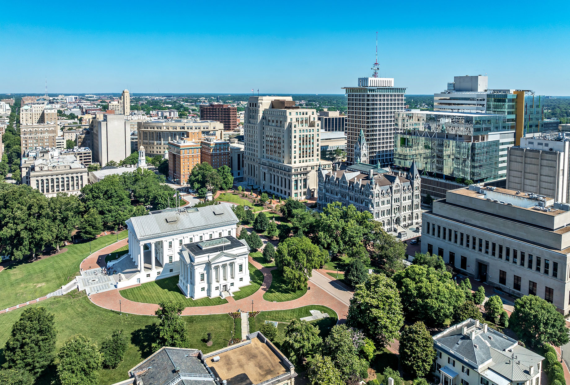 Aerial View of Capitol Square in Richmond, Virginia, USA