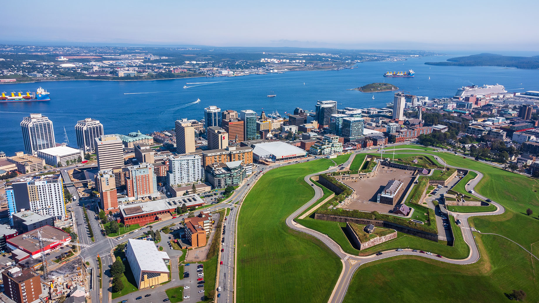 Aerial View of Downtown Halifax from Citadel Historic Site in Nova Scotia, Canada