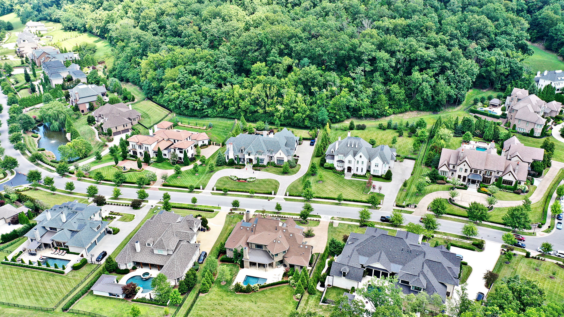 Aerial View of Mansions in Nashville, Tennessee, USA