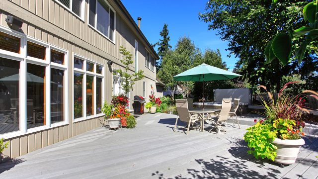 Backyard Patio with Table Set and Jacuzzi