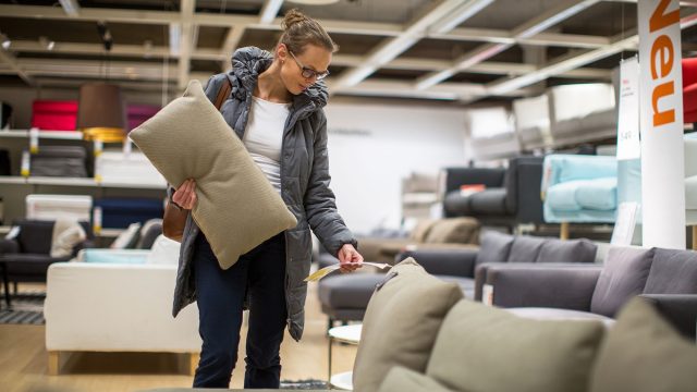 Female Customer Looking at Furniture in IKEA