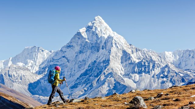 Hiker Trekking the Himalayas