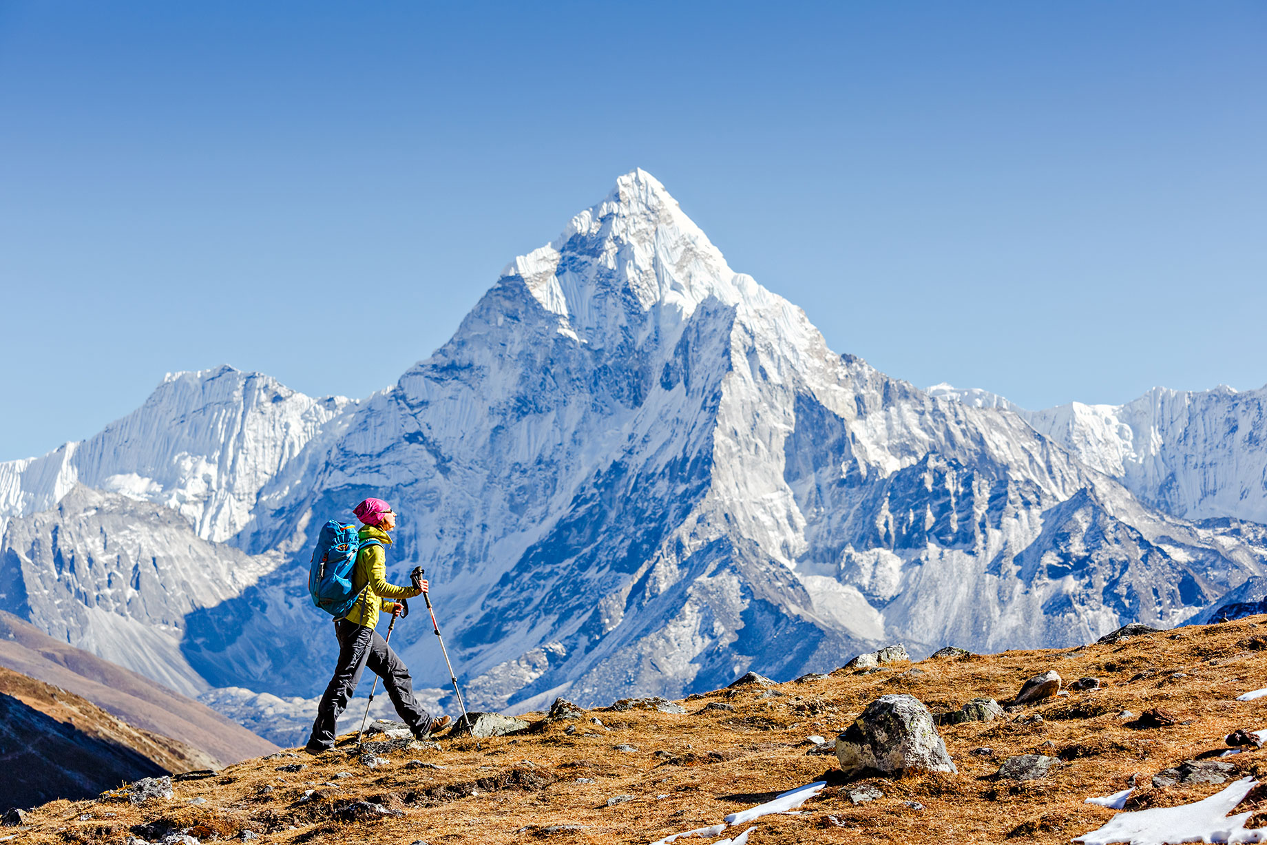 Hiker Trekking the Himalayas