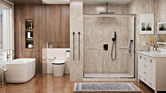 Modern Bathroom with Bathtub and Shower