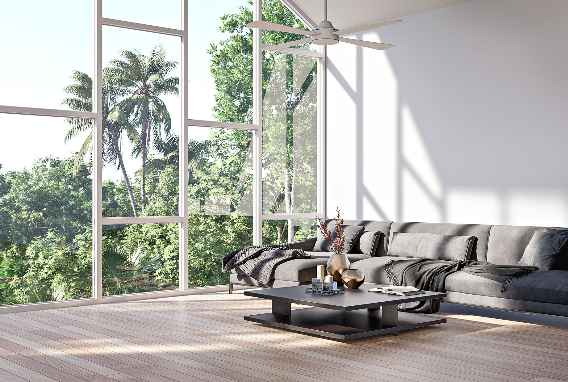 Modern Contemporary Living Room with Nature View