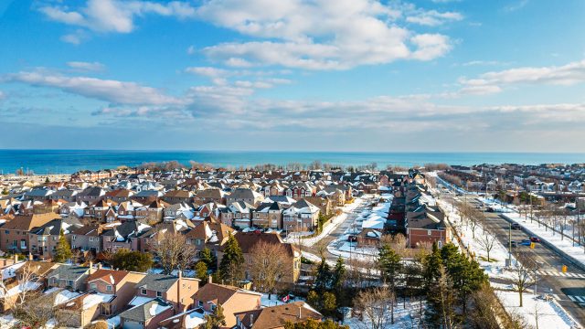 Neighbourhood of Homes on Lake Ontario in Pickering, Canada