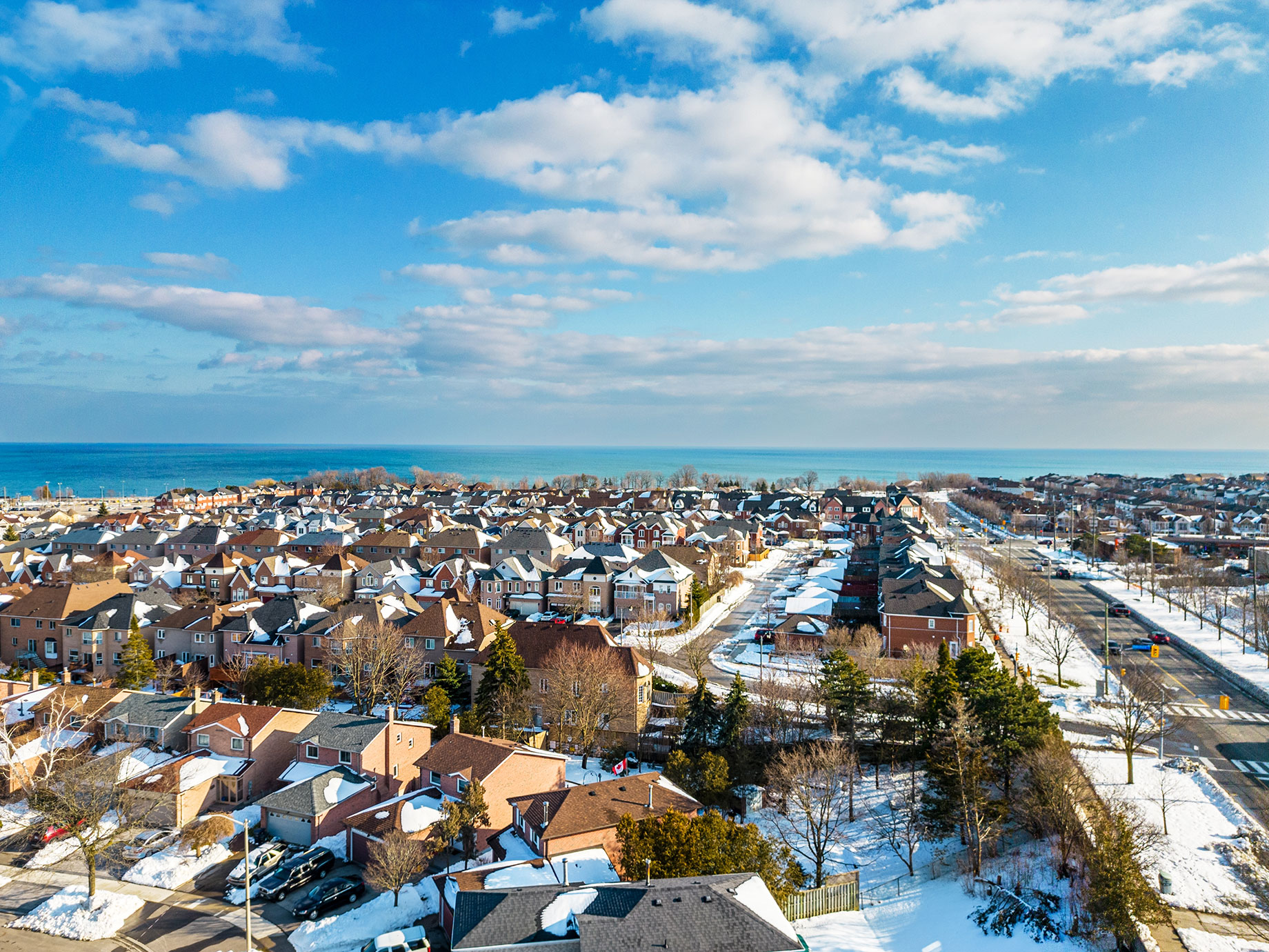 Neighbourhood of Homes on Lake Ontario in Pickering, Canada