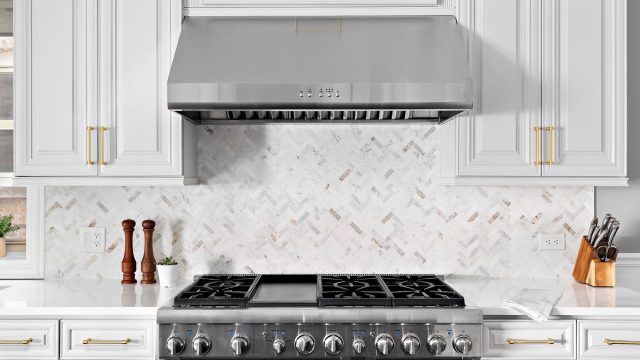 Stainless Steel Stove and Ductless Range Hood