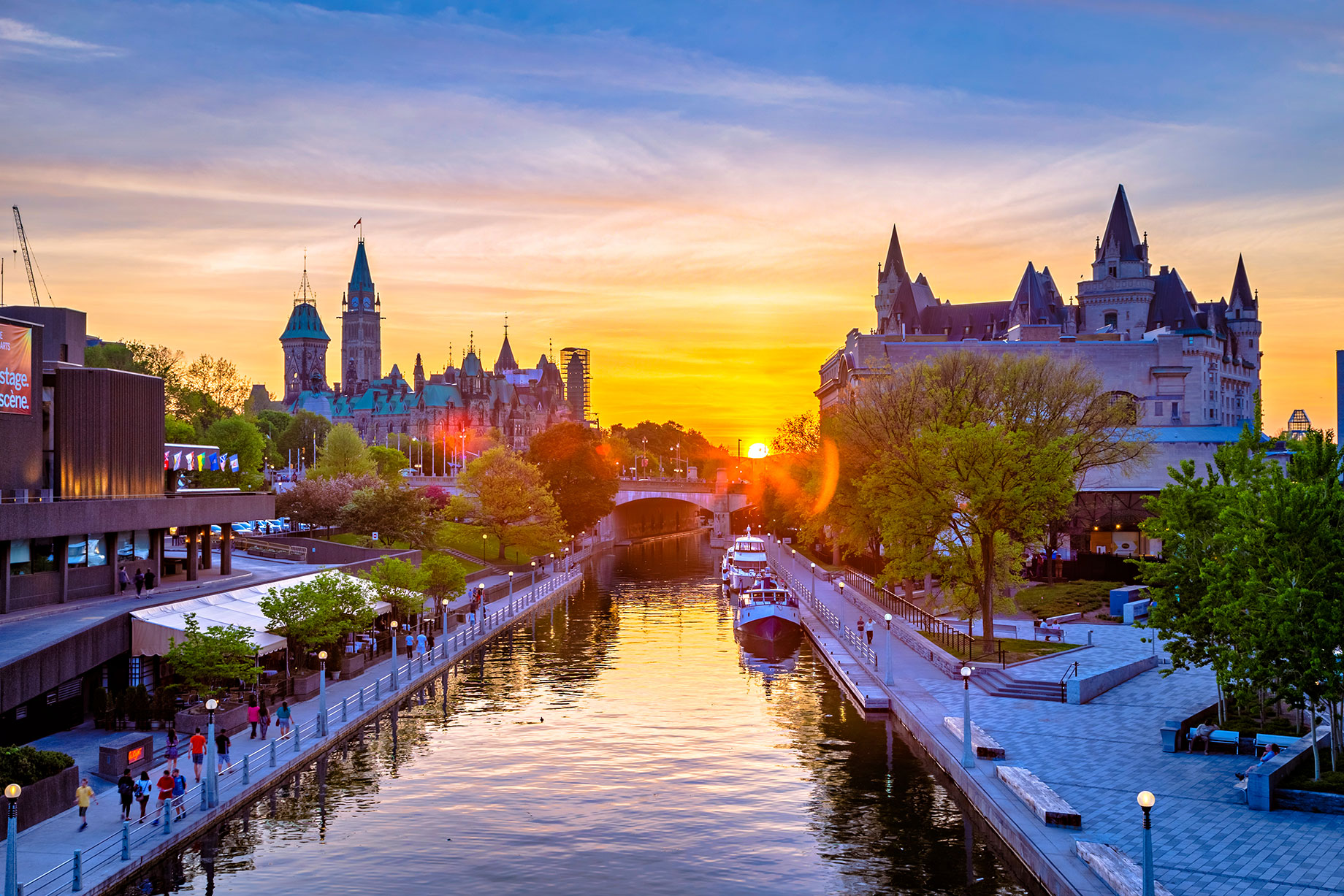 Sunset Over Rideau Canal in Ottawa, Ontario, Canada